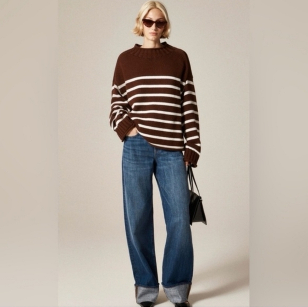 NWT J.Crew Women's 2025 Rollneck™ sweater in stripe Sz S $225 Viral - Picture 4 of 6